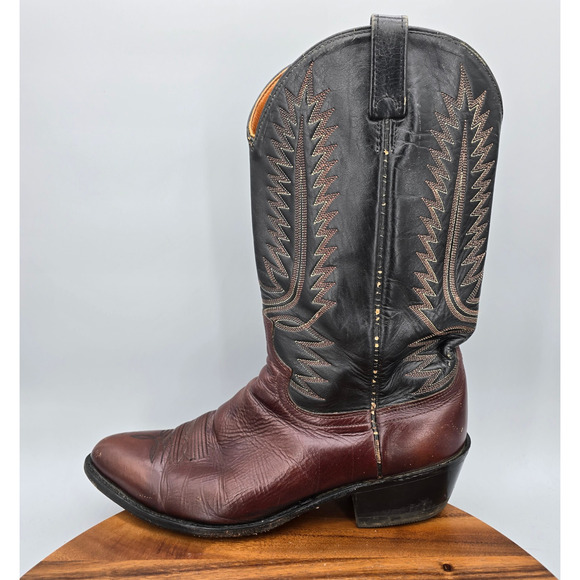 Vintage Acme Boots Mens 13 D Black Cherry Leather Circle A Western Cowboy main image 9